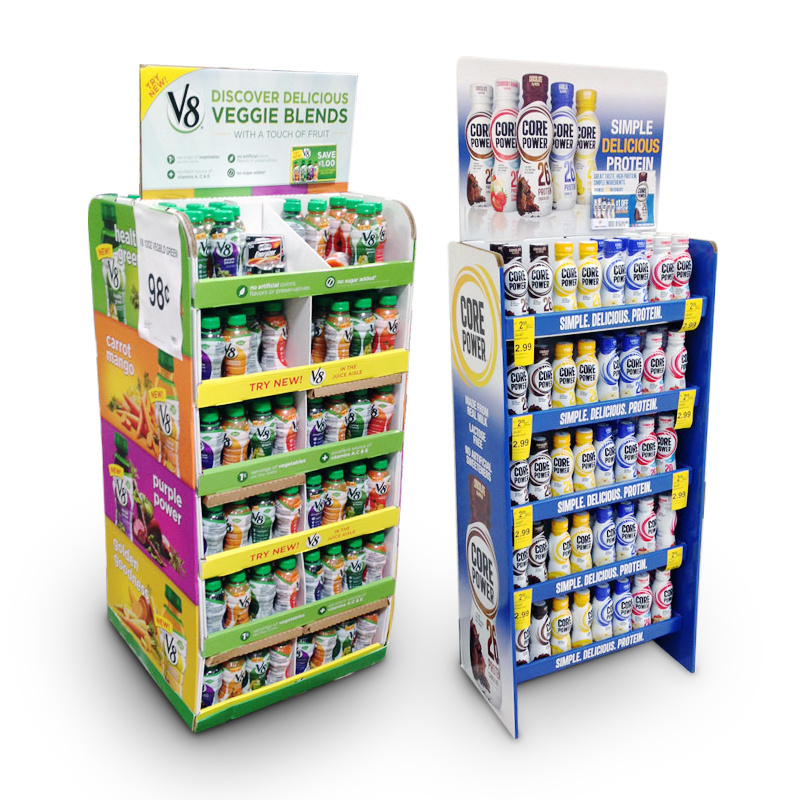 Custom POP Floor Retail Store Product Display Unit Stands Corrugated Cardboard Candy Food Beverages Cardboard Display Rack