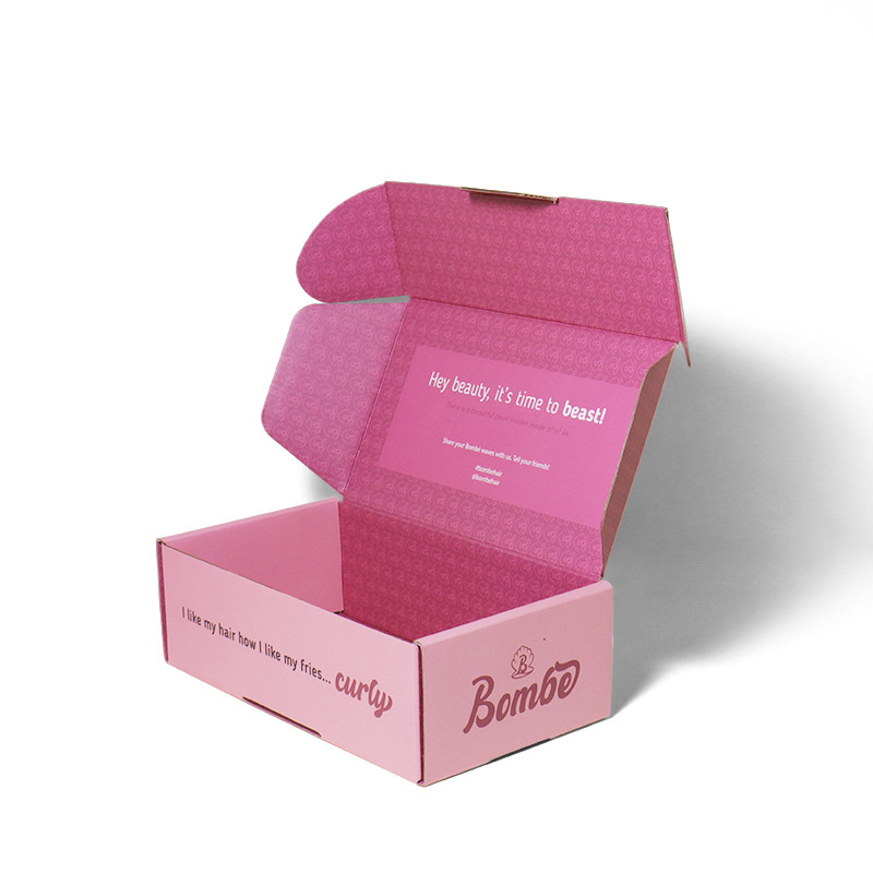 Pink Cardboard Recyclable Corrugated Mailers Printing Custom Shipping Mailer Box