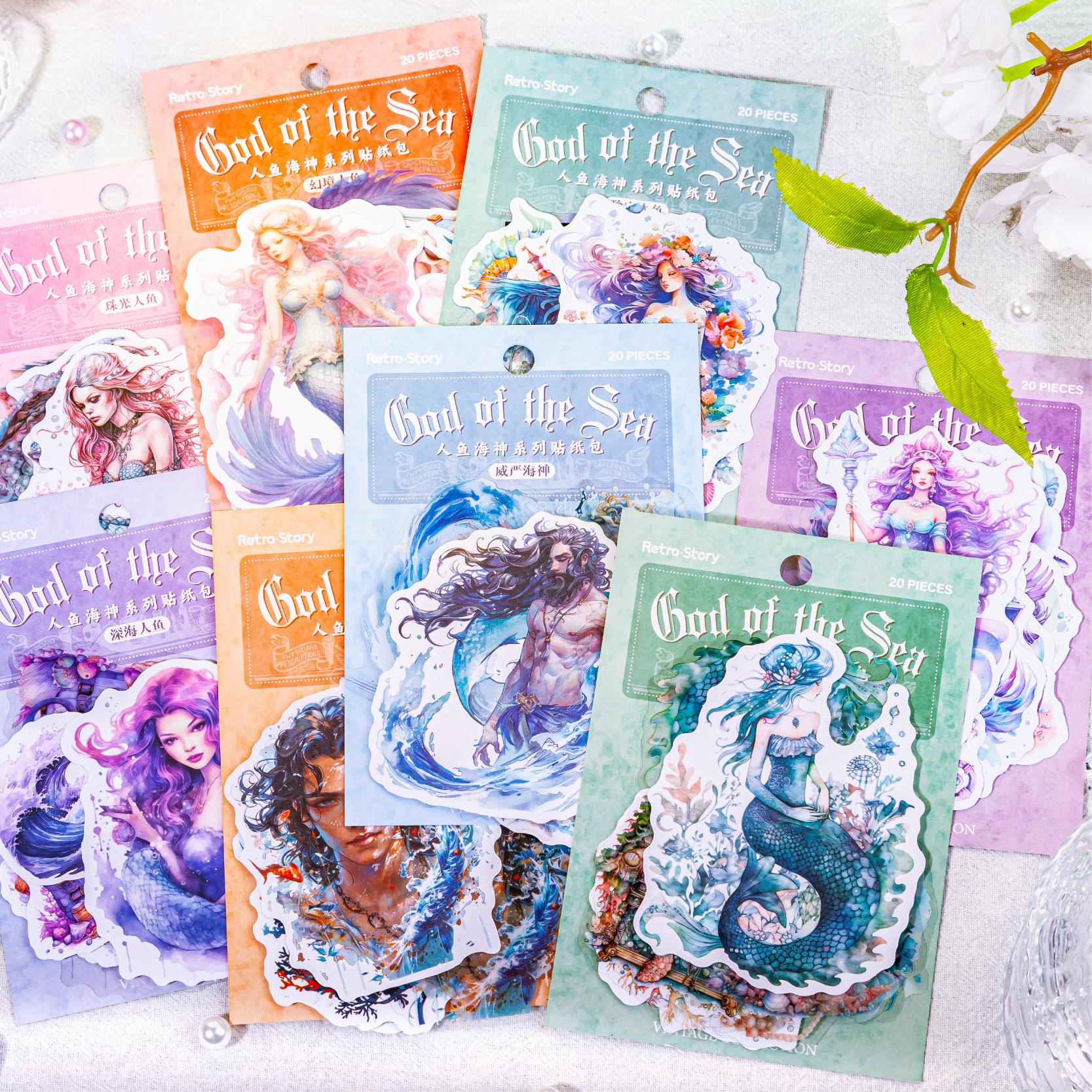 Ocean Mermaid Series Gel Sticker UV Printed Decorative Collage Notebook Creative Diary Magazine Journal Decorative Sticker