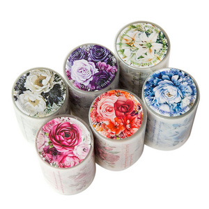 Cute DIY 6-Color Flower Series Journaling Collage Digital Printing Decorative Gel Tape Stickers for Hand Account Stationery