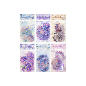 Flower Series Shell Light Decal Hand-Ledger Rainbow Laser Account Decorative UV Varnished DIY Collage Paper Gel Sticker