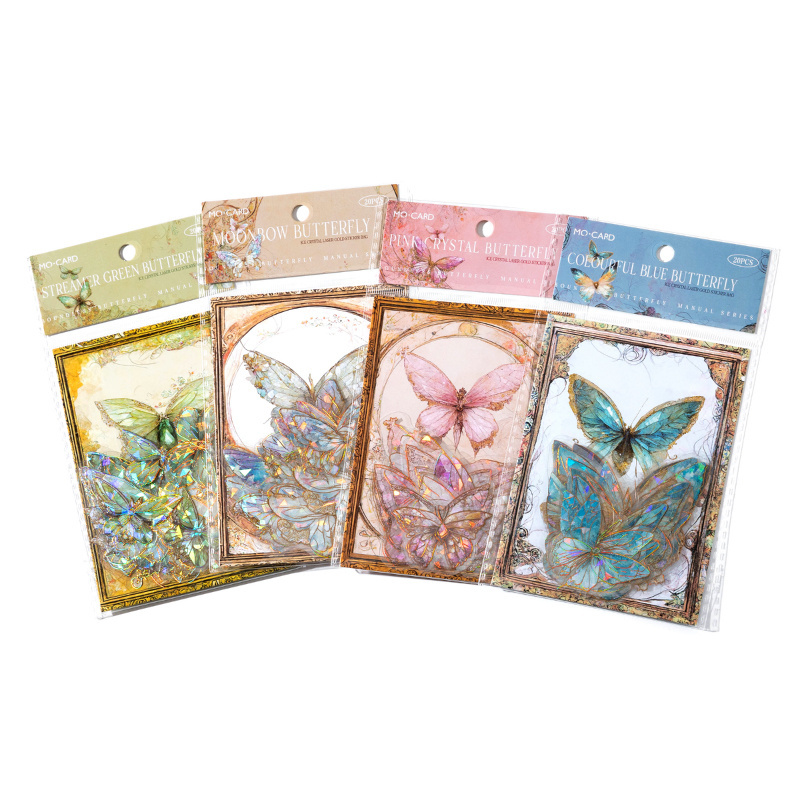 Package 3D Butterfly Series Ice Crystal Laser Hand Account Curtain Decoration Dazzling Material Fairy PET Cartoon Sticker