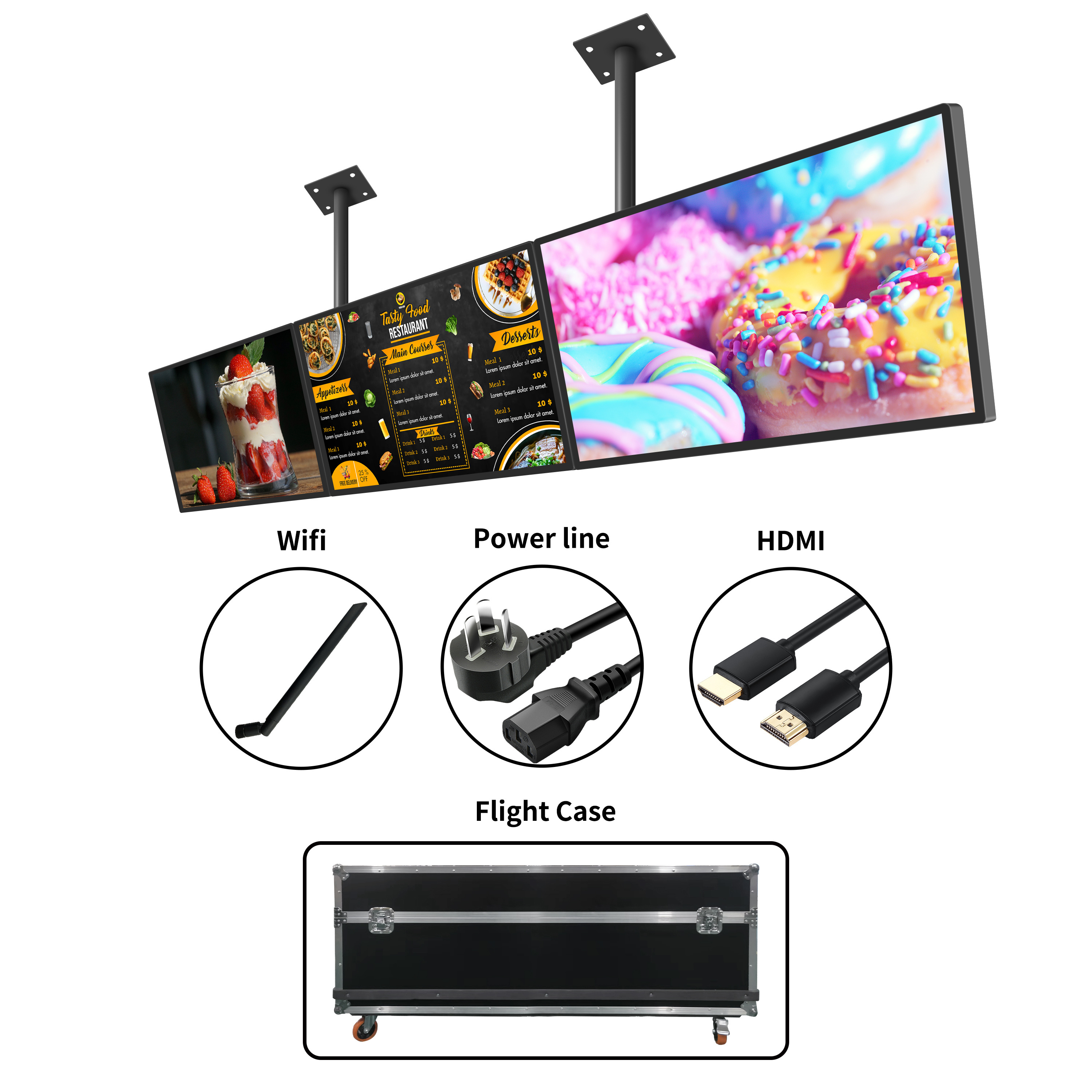 4K HD Tablettes Menu Digital Display Screen Restaurant Hanging Digital Menu Board Displayer LCD Digital Menu Board