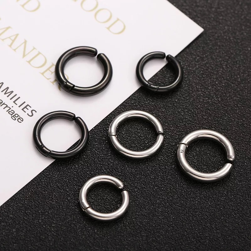 Stainless Steel Clip on No Piercing Faux Fake Huggie Hoop Earings