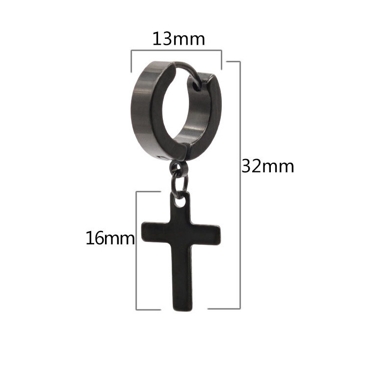 1Pcs Fashion Stainless Steel Cross Hoop Earrings Dangle for Men Women