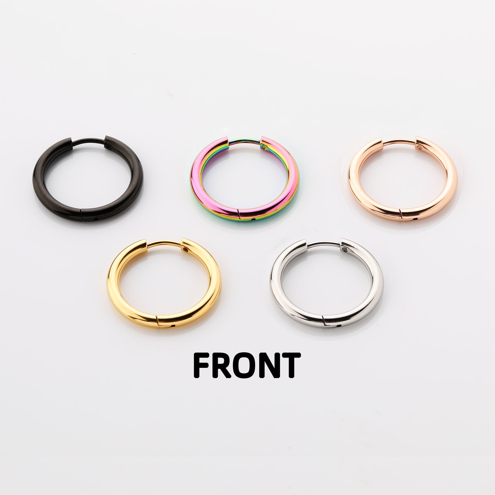 Stainless Steel Small Mini Big Chunky 1.2-5mm 6mm 8 10-20 14k 18k Silver Gold Plated Huggie Hoop Earrings Jewelry with Jump Ring