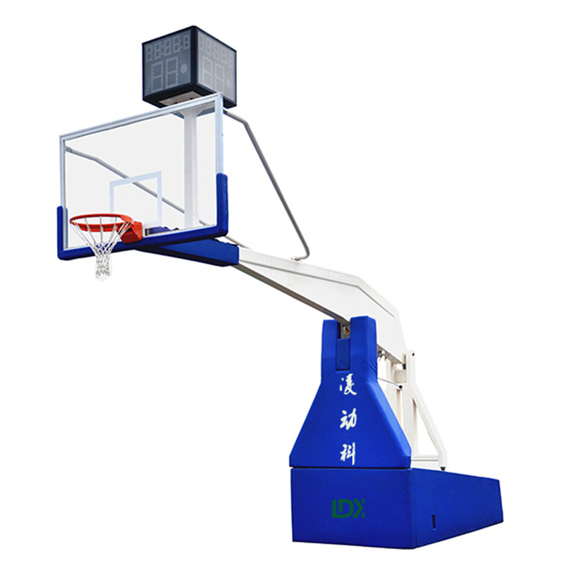 Certification Fiba Electric Hydraulic Folding Basketball hoop Stand for competition and training