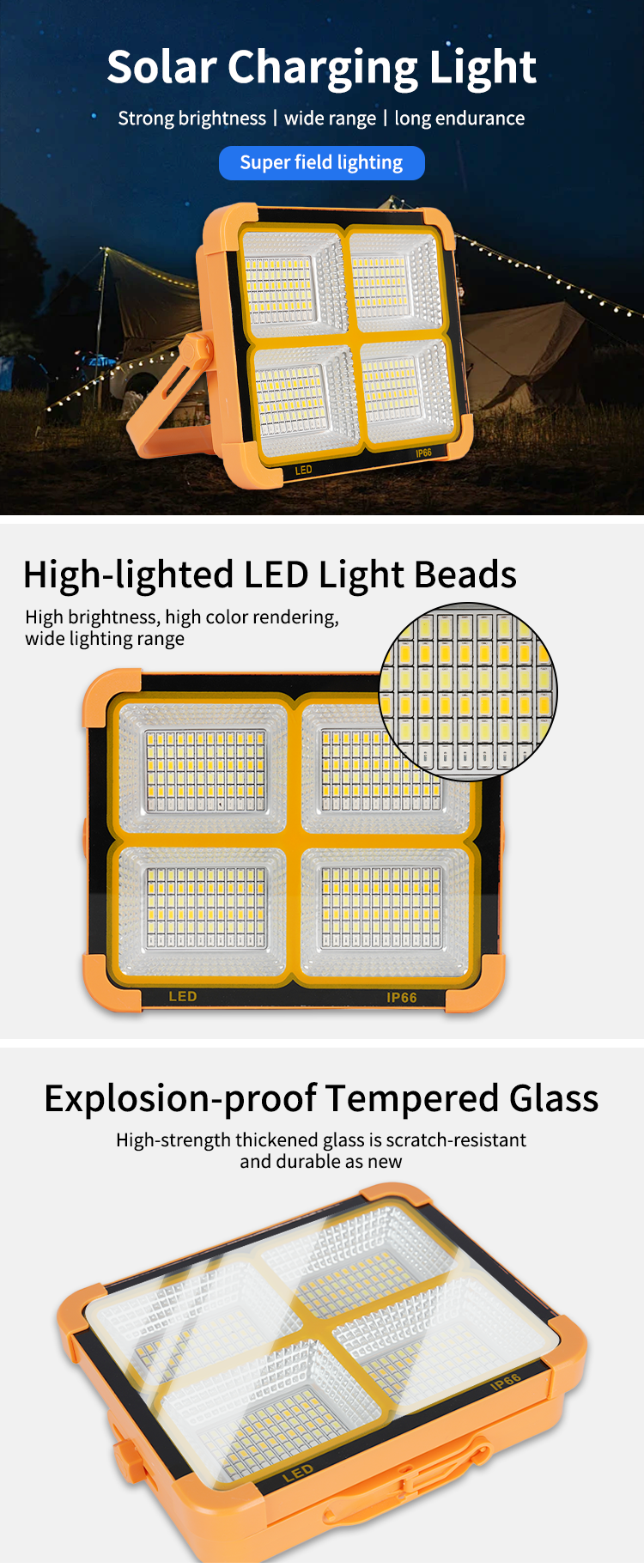 Portable LED Work Solar Light 200W 300W 600W 800W Emergency Light/Rechargeable LED Flood Light