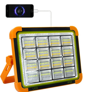 5 Modes Solar Usb Rechargeable Work Light IP66 Waterproof 200w 300w 600w 800w Portable Outdoor Flood Light