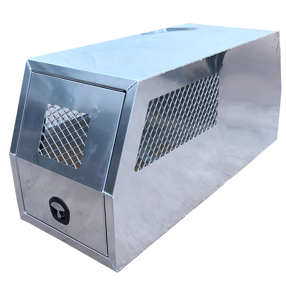 Raw Flat Aluminium Ute Tool Box Truck Trailer Half Dog Box Cage Mesh Part Canopy With Swinging Internal Lid Toolbox