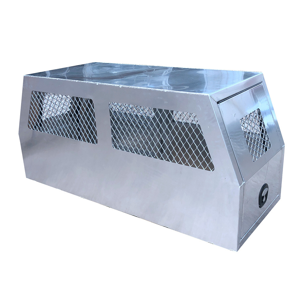 Raw Flat Aluminium Ute Tool Box Truck Trailer Full Dog Box Cage Mesh Part Canopy With Swinging Internal Lid Toolbox