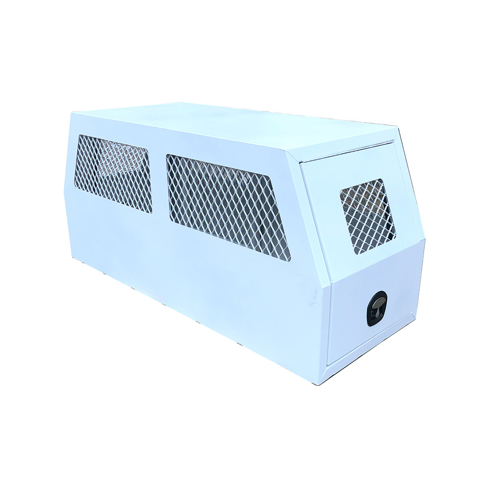 White Flat Aluminium Ute Tool Box Truck Trailer Full Dog Box Cage Mesh Part Canopy With Swinging Internal Lid Toolbox