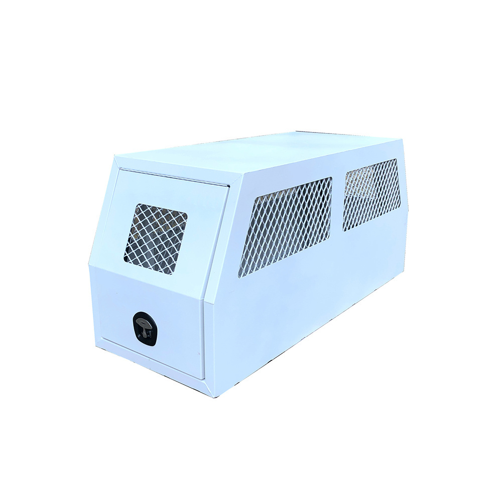 White Flat Aluminium Ute Tool Box Truck Trailer Full Dog Box Cage Mesh Part Canopy With Swinging Internal Lid Toolbox