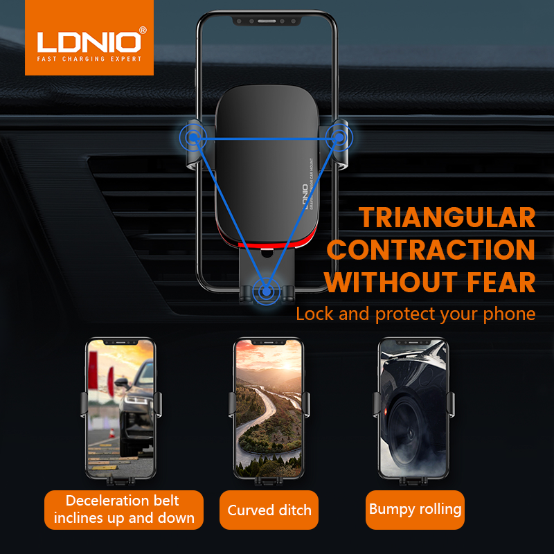 LDNIO MG10  Upgraded Aluminum Gravity Mobile Phone Holders Vent Car Mount Cell Phone Holder Dashboard Car Holder Tablet Mount