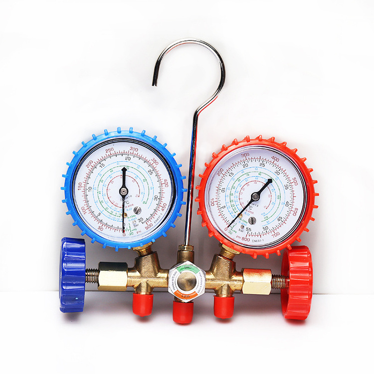 R22 Double ac Car Air Condition Repairing Hvac Pressure Manifold Gauge Set with Charging Hose