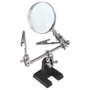 Easy-carrying Helping Third Hand Tool Soldering Stand with 5X Magnifying Glass 2 Alligator Clips 360 Degree Rotating Adjustable