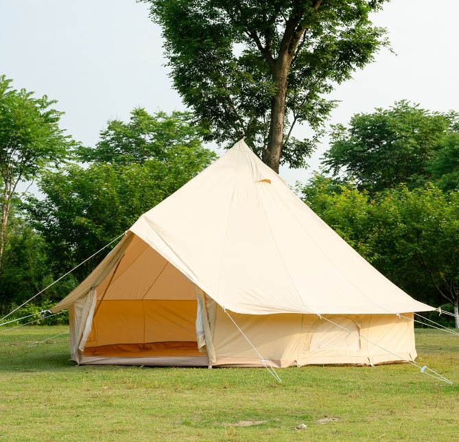 4M  Bell Cotton Fabric Yurt Mongolian Family  tent Large Space canvas tent with  Chimney hole