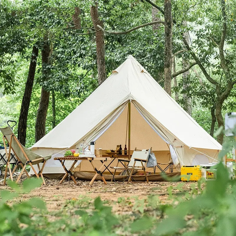 4M  Bell Cotton Fabric Yurt Mongolian Family  tent Large Space canvas tent with  Chimney hole