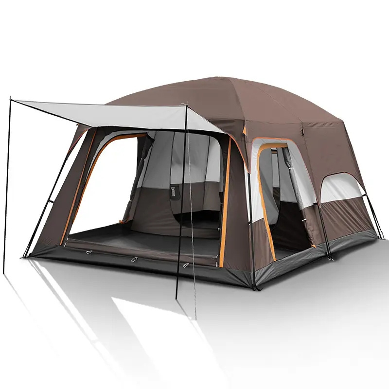 8-12 Persons Double Layers 2 Rooms 1 Living Room Luxury Waterproof Camping Tent