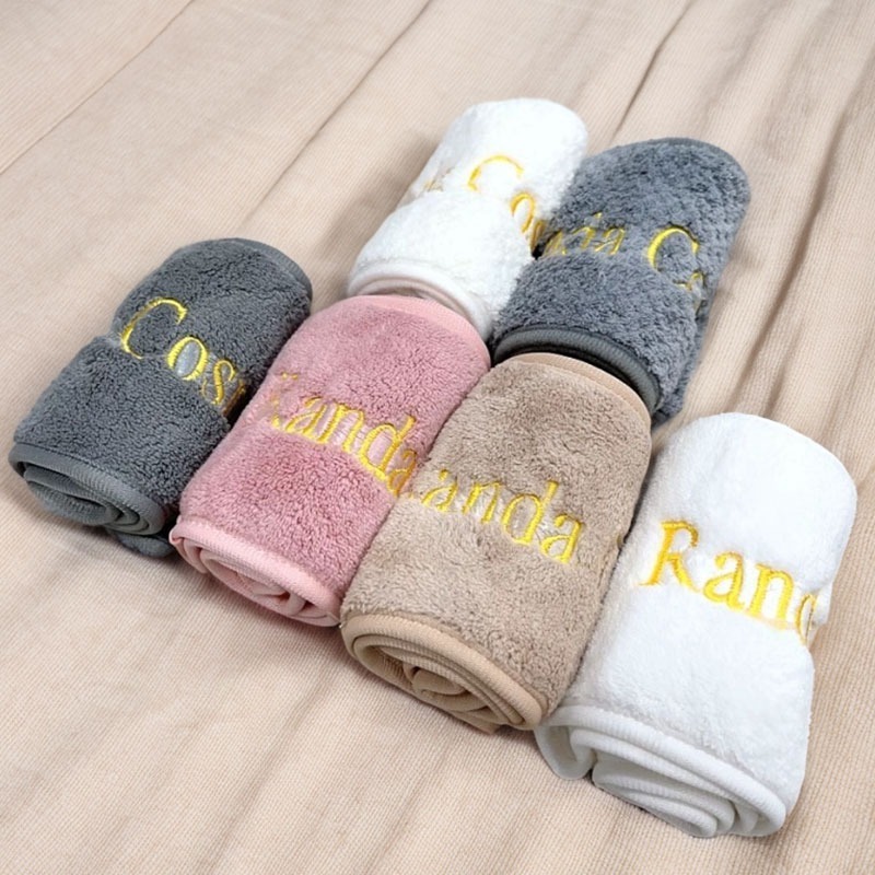 Custom logo absorbent towel quick drying Cotton towel wrap Beauty hair towel wrap for women