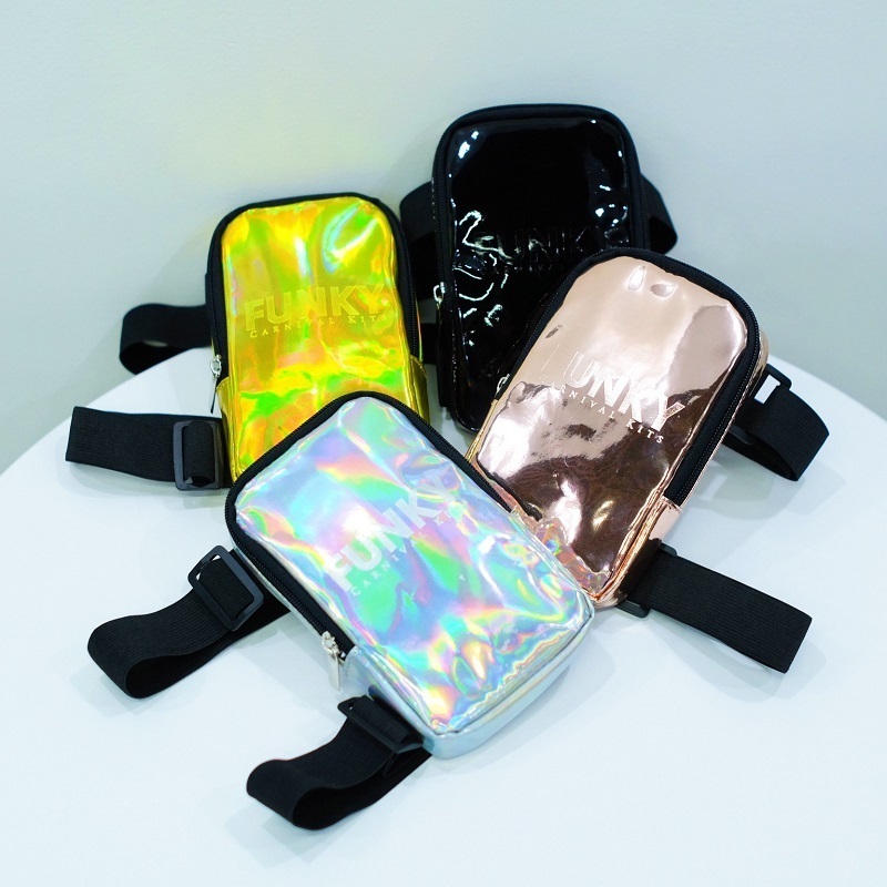 Holographic Pu Drop leg bag Custom Laser embossed logo thigh Bag Waist Phone bags