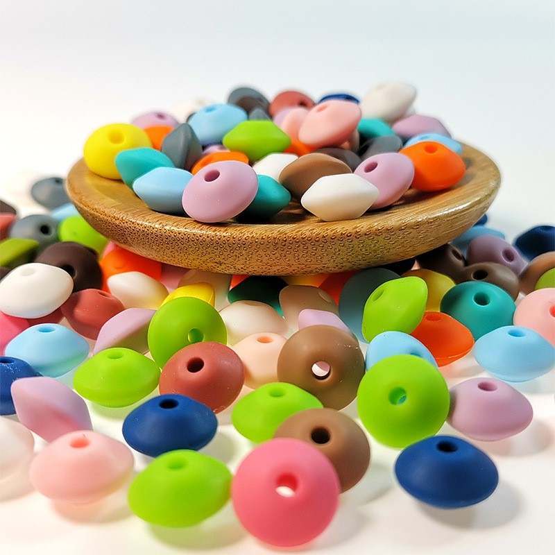 Manufacturers BPA free soft solid custom printed wholesale 12mm 15mm 19mm focal silicone beads