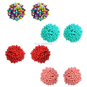 Colorful miyuki sead bead ball dome stud earring handmade seed bead earrings