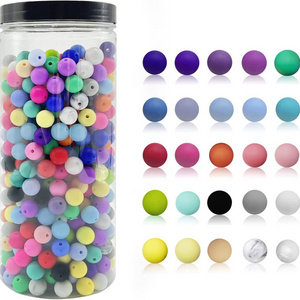 Manufacturers BPA free soft solid custom printed wholesale 12mm 15mm 19mm focal silicone beads