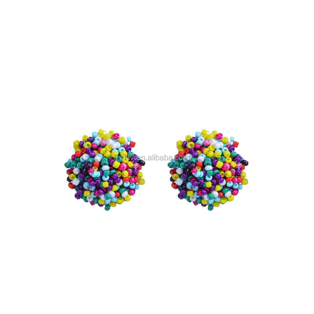 Colorful miyuki sead bead ball dome stud earring handmade seed bead earrings