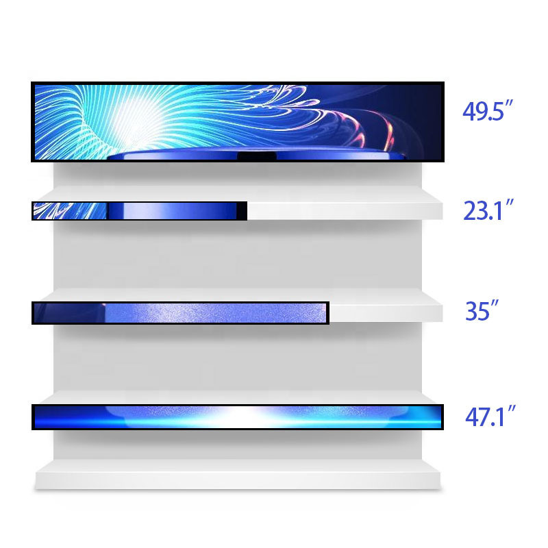 19/21/24/28//29/36/43/48/ Inch Lcd Screen Stretched Bar Digital Shelf Display/edge Display/wide Lcd Panel Sign