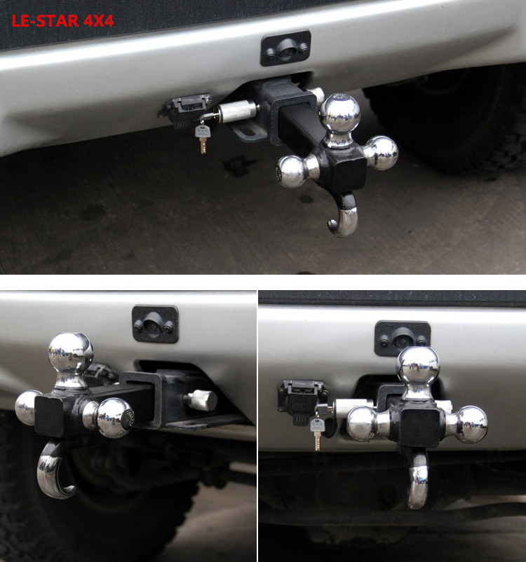 Towing Parts Accessories Heavy Duty Tow Bar Receiver Triple Ball Car Boat Trailer Hitch Mount With Tow Hook