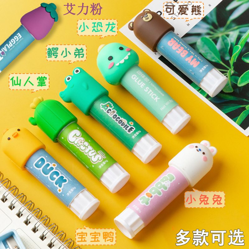 Cartoon animal silicone head solid glue 8g solid glue stick students paste DIY white glue stick