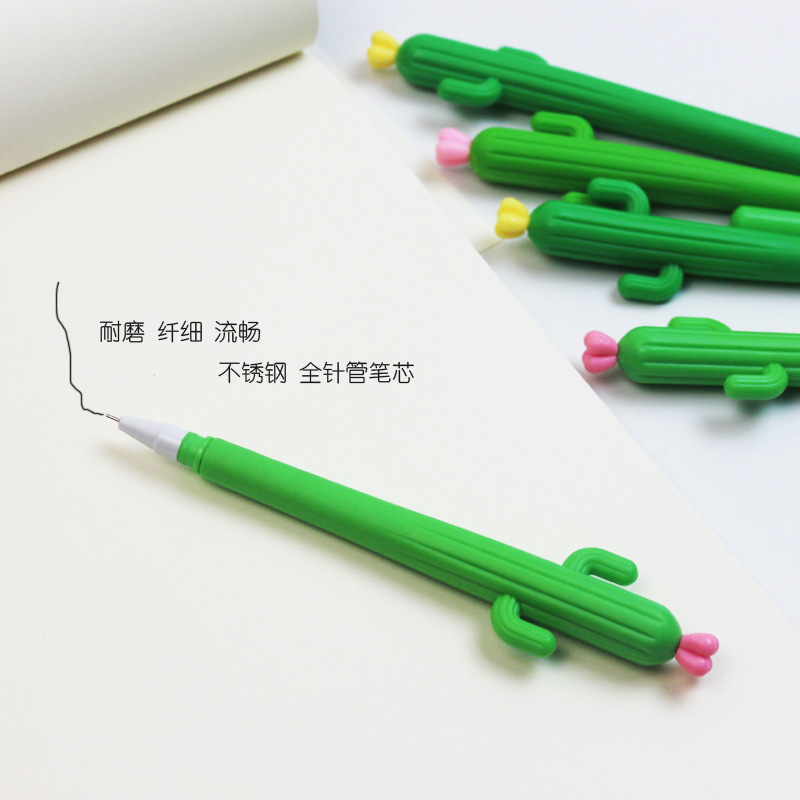 Love cartoon relief pen cactus soft glue neuter pen student creative stationery cactus shaped signature pen