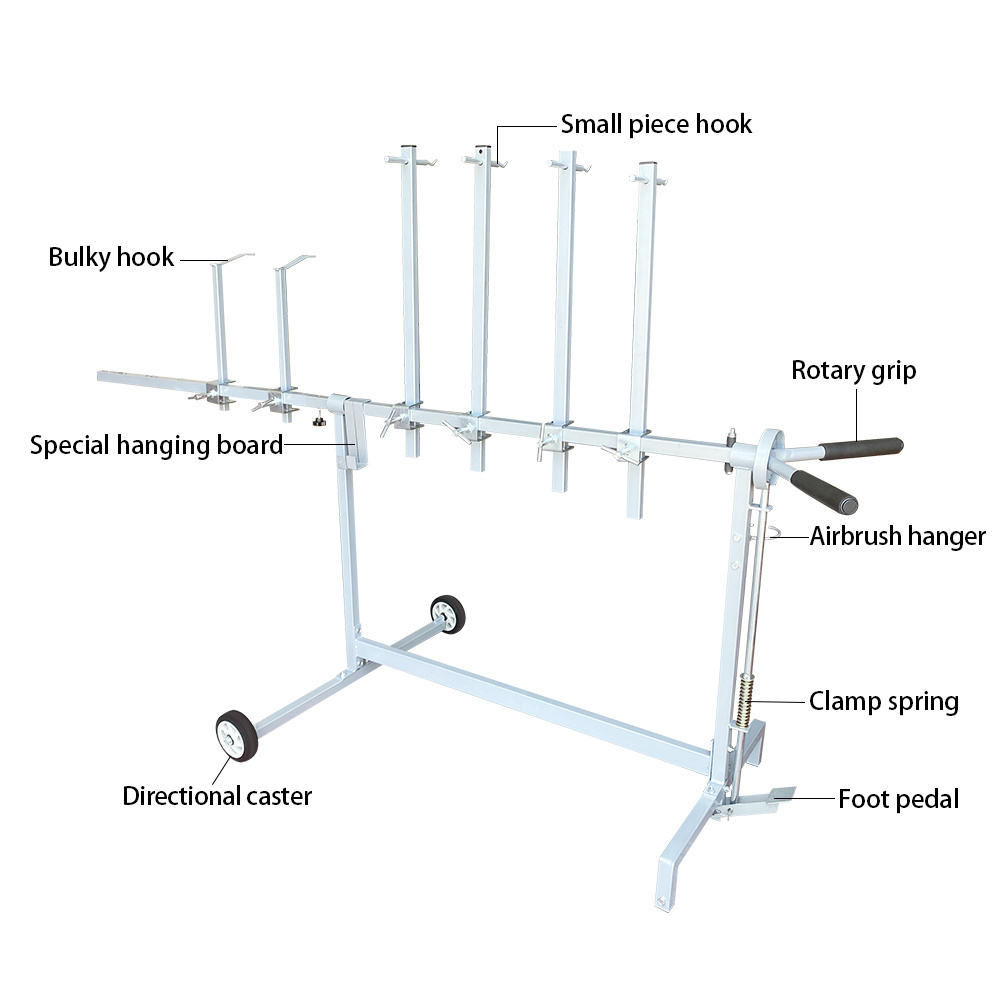 Auto Multi-function Vehicle Door Paint Stand Universal Brake Wheel Move Frame Bumper Polishing Stand Use in Spray Booth