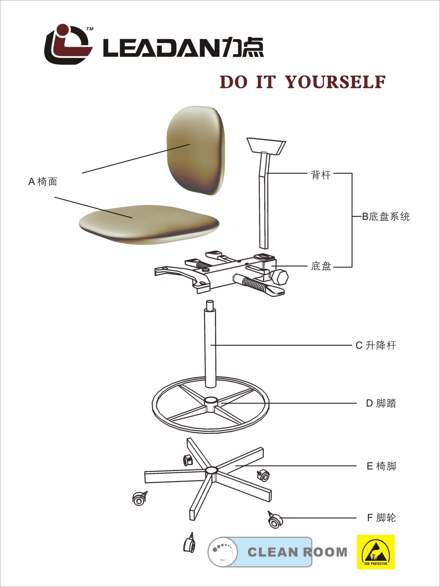 Anti Static Office Chair Laboratory ESD Stool Adjustable Lab Stool