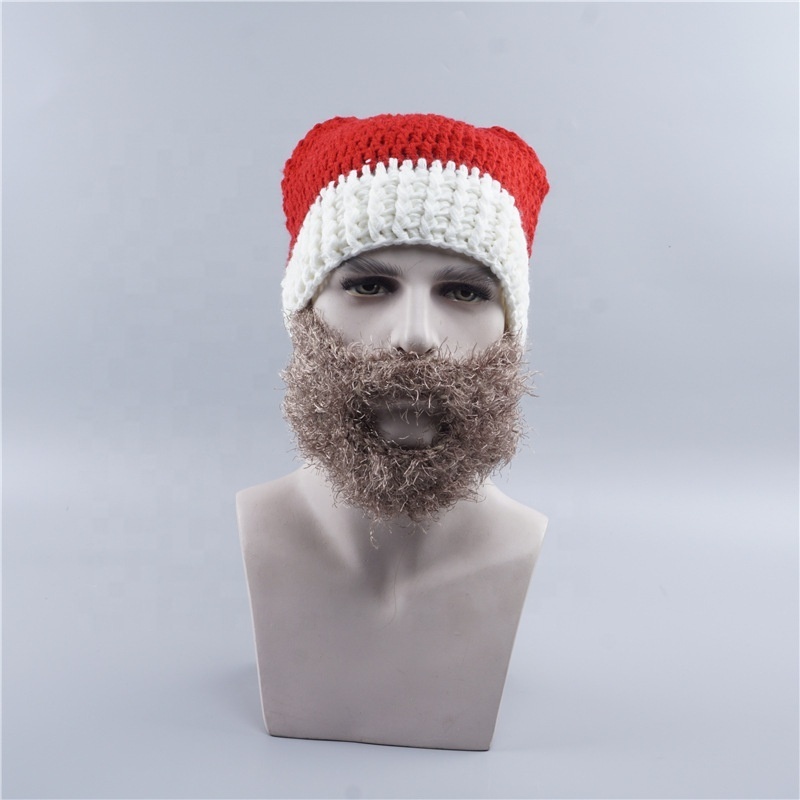 Winter Crocheted Men's Santa Claus Father Xmas Hats With Colourful Beard Handmade Christmas Present Party Knitted skull Beanies