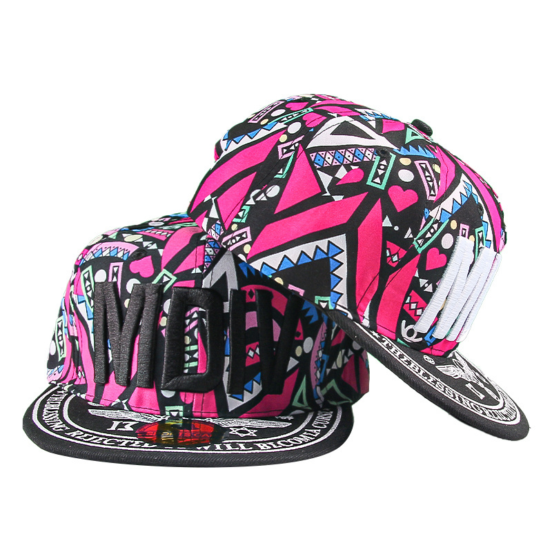 Fashion Cover Graffiti Digital Printing And 3D Embroidery Hip Hop Hat Flat Brim Snapback Cap For Men