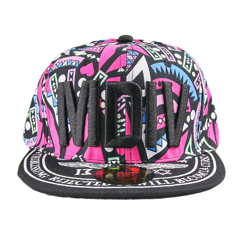 Fashion Cover Graffiti Digital Printing And 3D Embroidery Hip Hop Hat Flat Brim Snapback Cap For Men