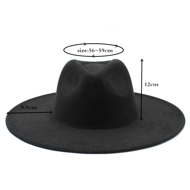 Fall Luxury Fashionable Logo Custom Print Ironed Unisex Big Wide Flat Brim Hat Womens Fashion Iron Women Wooly Felt Fedora Hats