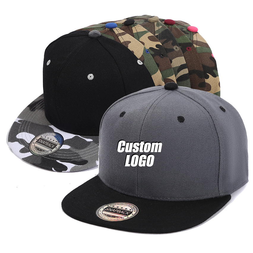 Custom Logo Embroidery Print Flat Brim Hat Multiple Styles Plain Blank Snapback Caps For Men Fitted Hat