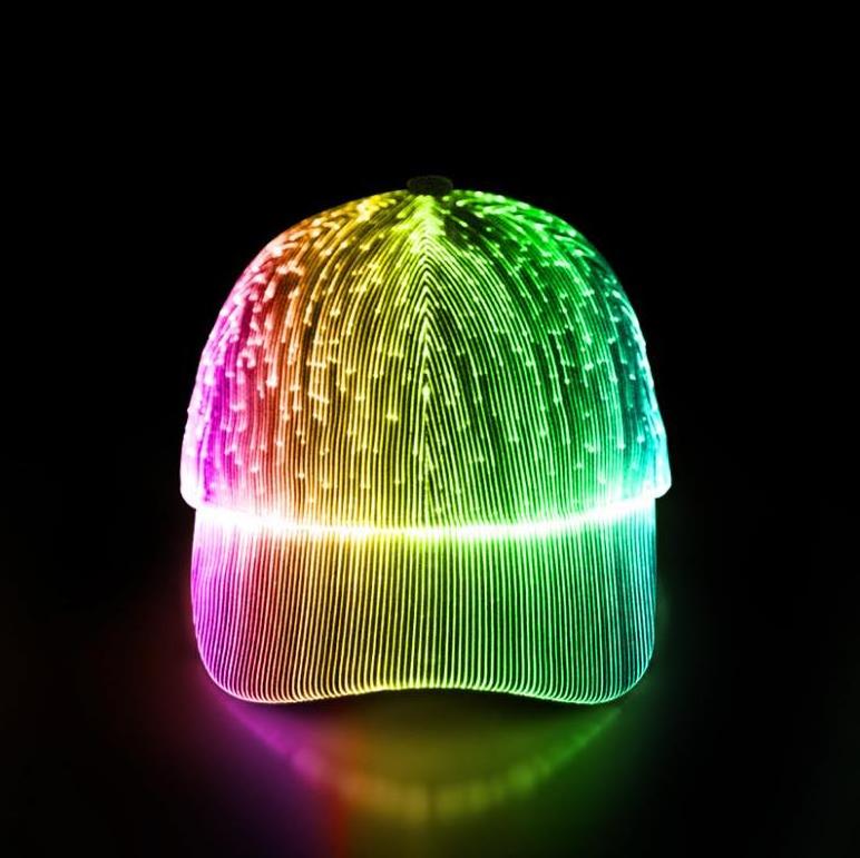 Music Festival Light up Glow in The Dark Glowing LED Hat Custom Party Fiber Optic Luminous Cowboy Adults Plain Dyed High Quality