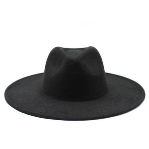 Fedora 9.5 Brim 2020 Fashion Personalized Felt Hats Wholesale Blanks Plain Unisex Women for Men Wholesale Flat Brim Hat