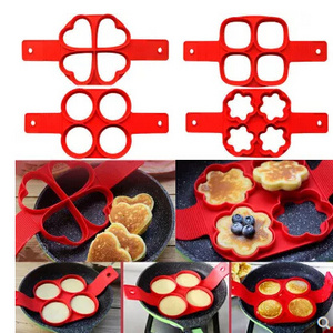 Cake Tool Flippin Fantastic Egg fryer Pancakes Heat Resistant 4 Cavity Flower Shape Silicone Pancake Mold