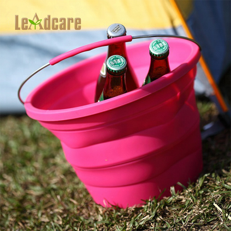 Beer Bucket Coolers Ice Bucket Outdoor Gardening Fishing Camping Silicone Collapsible Water Bucket