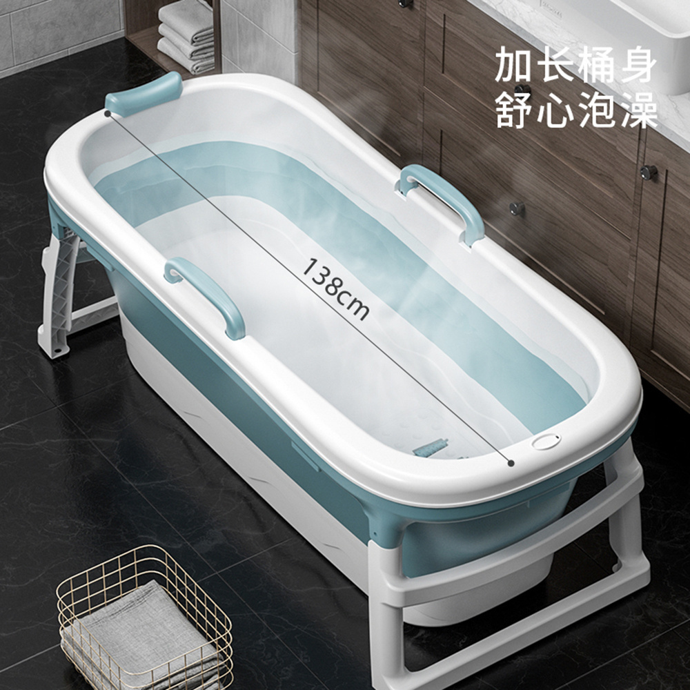 Adult Bathtub Folding Shower Household Collapsible Large Sauna Spa Tub Bath Freestanding With Cover