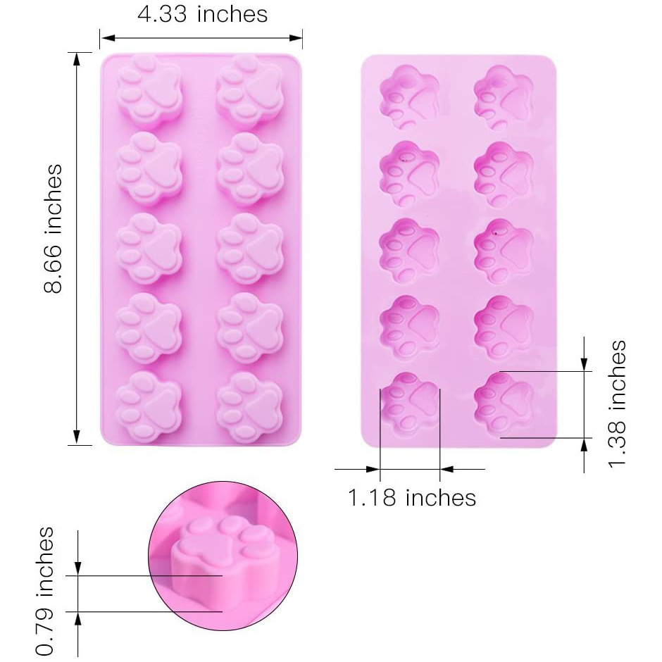 Bpa free food grade silicone Silicone baking cookie cake moulds Non-Stick Puppy Dog Paw Bone Shape Chocolate Molds