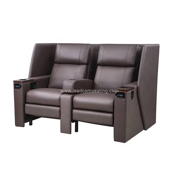 Leadcom 813B electric vip recliner cinema couple seat with panel movie theater recliner sofa zero wall mechanism