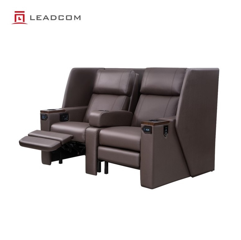 Leadcom 813B electric vip recliner cinema couple seat with panel movie theater recliner sofa zero wall mechanism