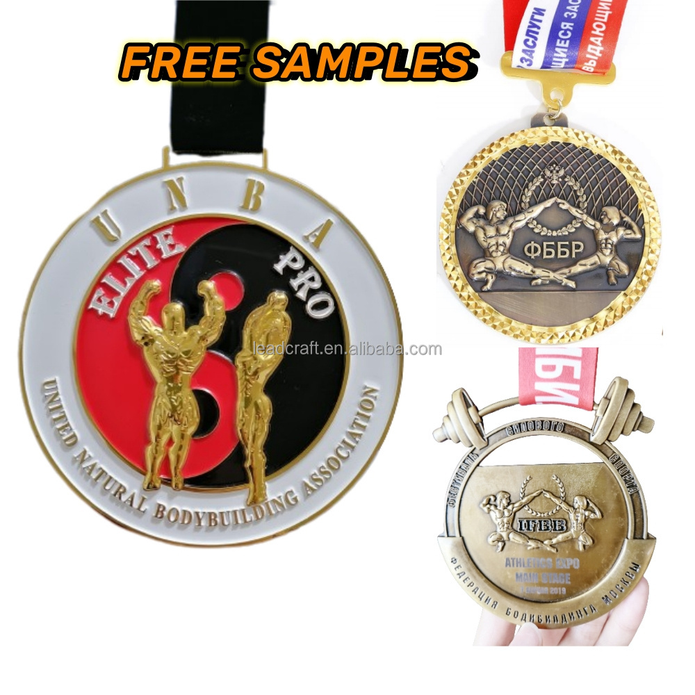 Custom Antique Gold Silver Bronze  Metal Zinc Alloy 3d Bodybuilding Award Sport Aerobics Medals And Trophies Custom