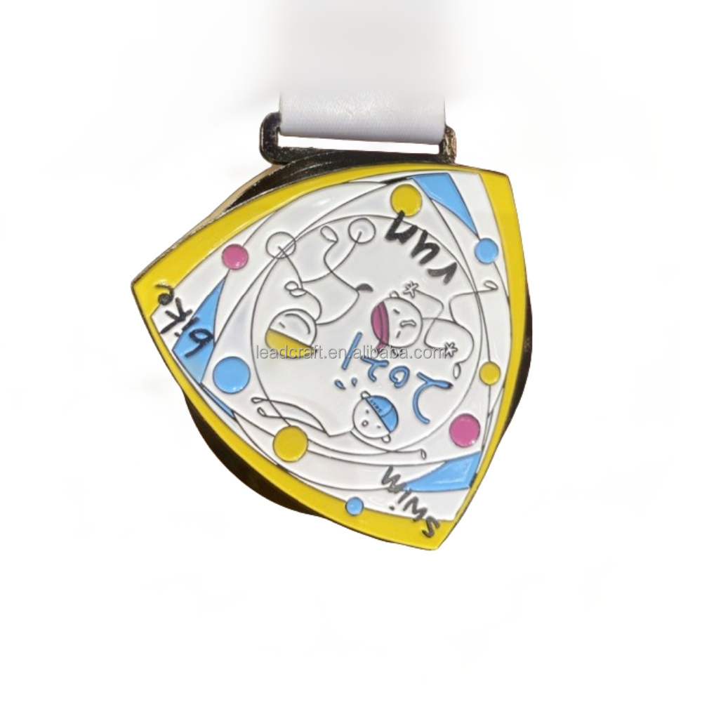 Factory Custom Design Zinc Alloy Gold Plated Cute Sport  Souvenir Christmas Kids Medal